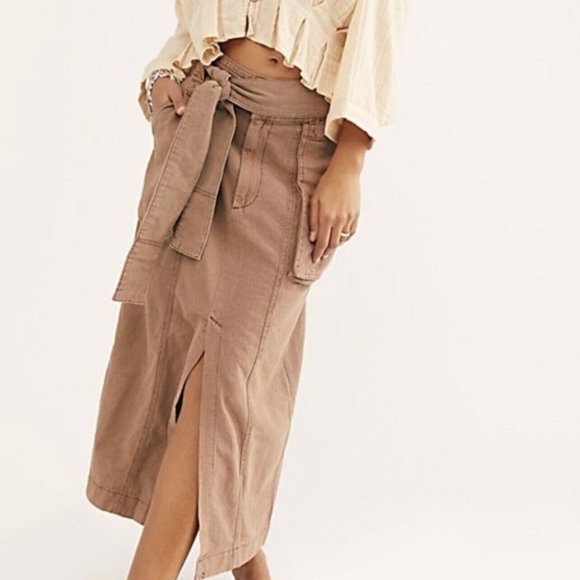 Free People Dresses & Skirts - NWT Free People Women's Catching Feelings Midi Skirt Brown Size 6